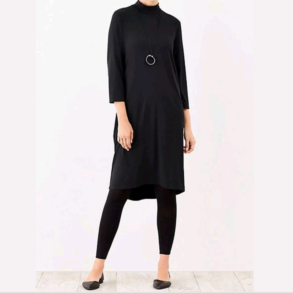 J.Jill black mockneck knit jersey elliptical dress - black